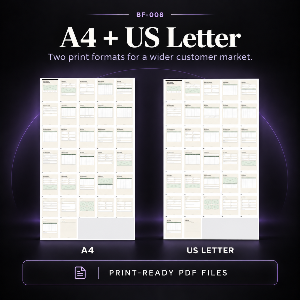 Travel planner supplied in A4 and US Letter formats with 32-page print-ready PDF files for both sizes