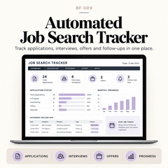 Automated job search tracker for applications, interviews, offers, follow-ups and progress with dashboard and pipeline overview