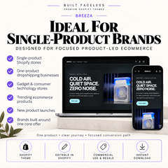 BREEZA Shopify theme for single-product stores, one-product dropshipping businesses, gadget stores, trending ecommerce products and new product launches.