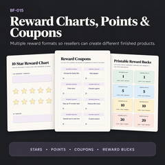 Kids reward system with star reward charts, points tracking, printable reward coupons and reward bucks for custom family reward systems